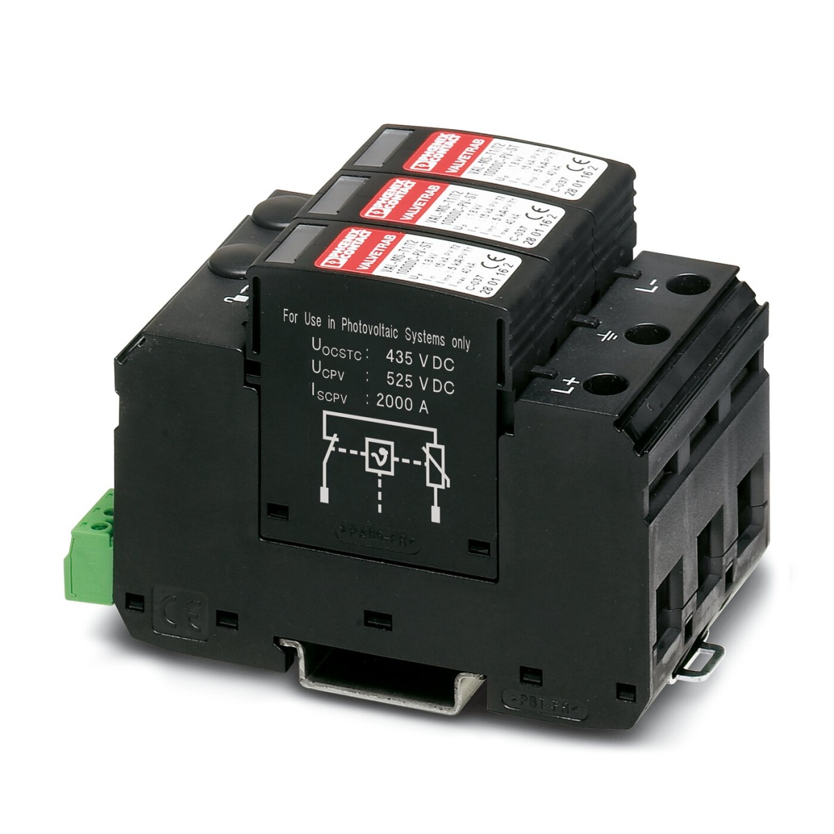 VAL-MS-T1/T2 1000DC-PV/2+V-FM, Молниеотвод / разрядник для защиты от импульсных перенапряжений типа 1/2