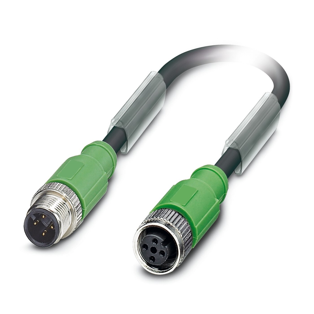 SAC-4P-M12MS/0,6-PUR/M12FSSHBK, Кабель для датчика / исполнительного элемента