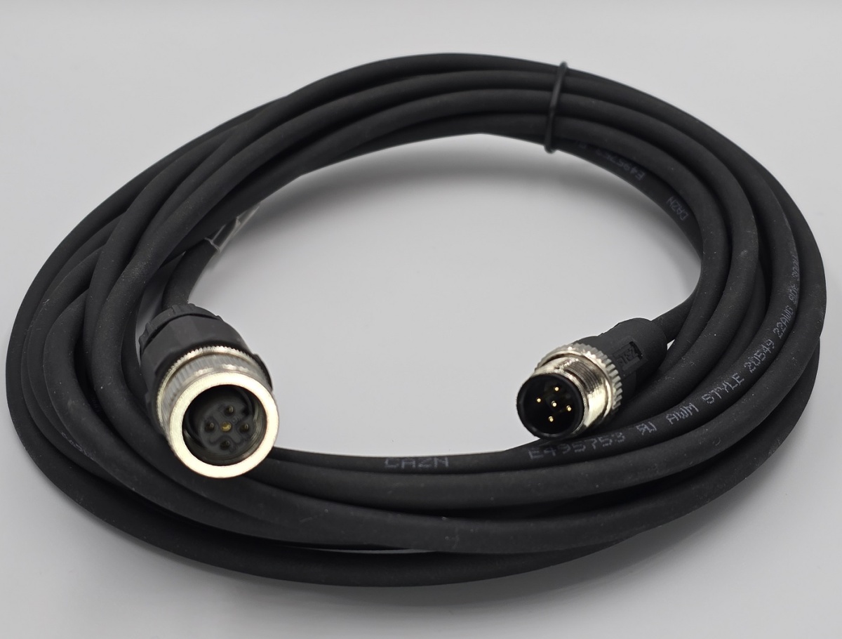 Кабель M12;кодировка 5A;гнездовой/штыревой;5000 мм;прямой;полиуретан;черный, Сбора кабельная M12