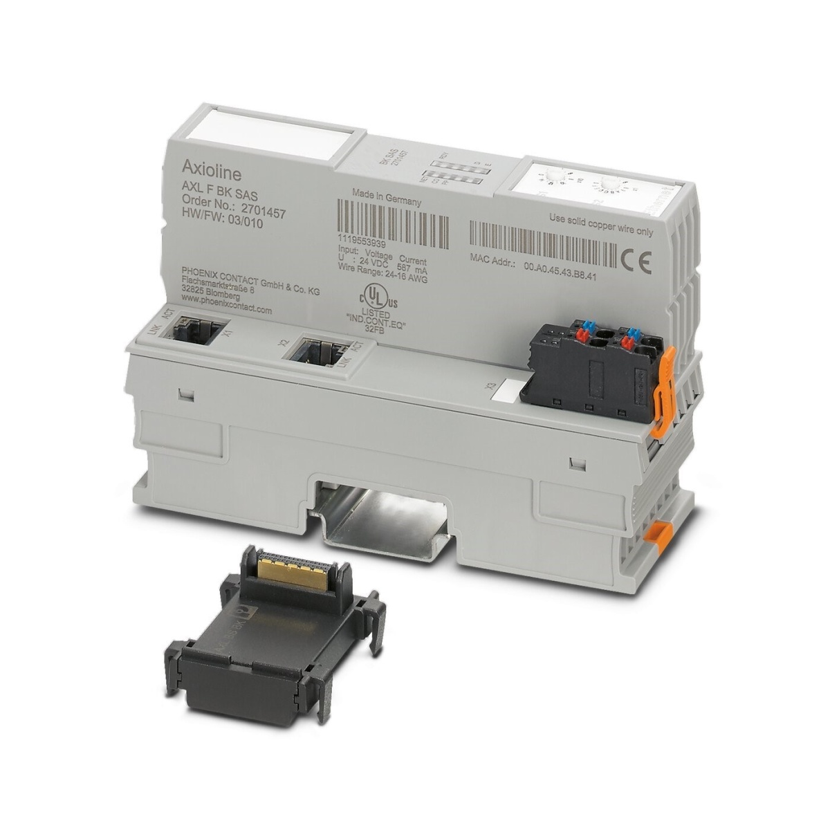 AXL F BK SAS, Устройство сопряжения с шиной